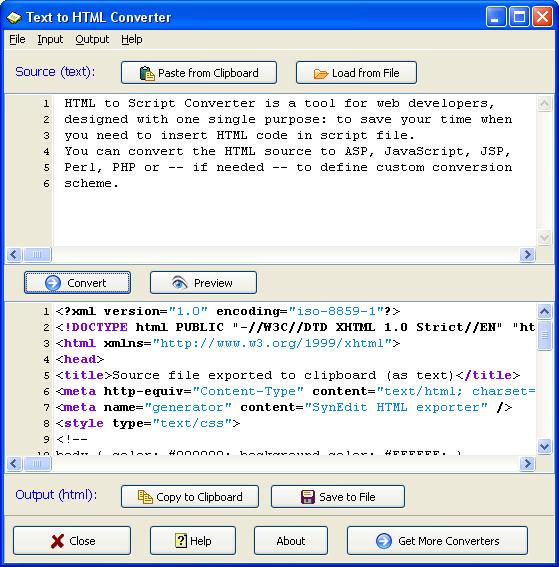 Use this tool to convert plain text files to html